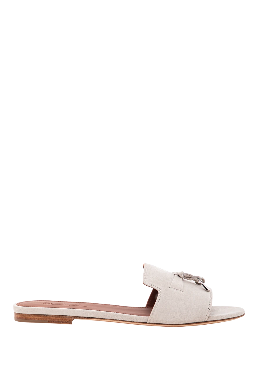 Loro Piana сандалії summer charms сірі жіночі з козячої замші 190327 - фото 1