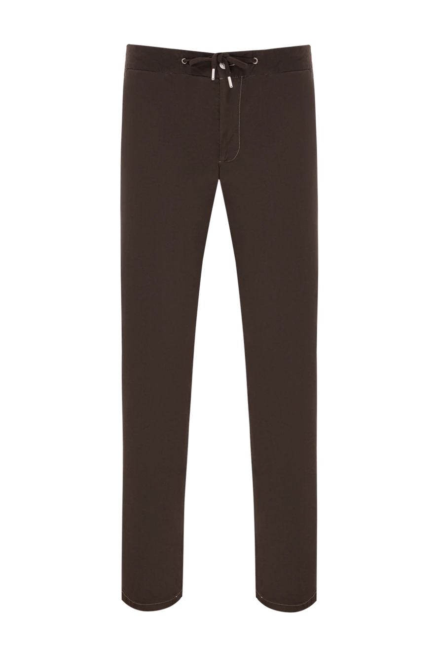 Cesare di Napoli коричневі чоловічі штани класичного крою зі шнурком 190333 - фото 1