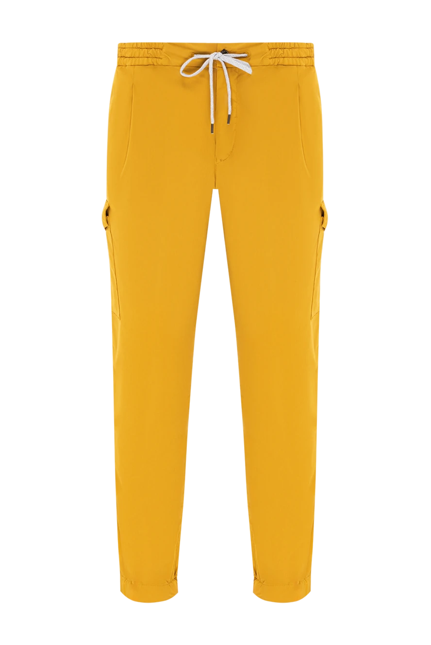 PT01 (Pantaloni Torino) men's trousers with patch pockets yellow with a drawstring belt 190366 - photo 1