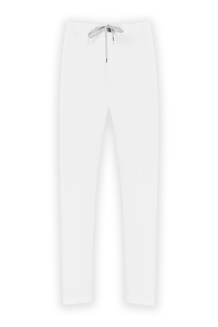 PT01 (Pantaloni Torino) чоловічі штани білого кольору із зав'язкою та еластичним поясом. 190375 - фото 1
