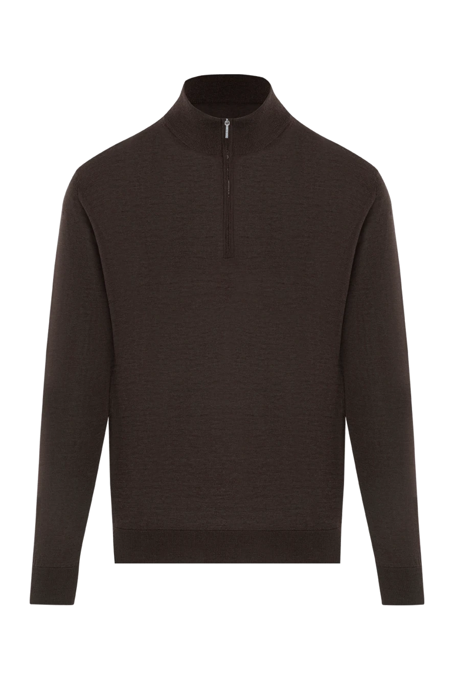 Cesare di Napoli men's deep brown wool troyer with zip 190388 - photo 1
