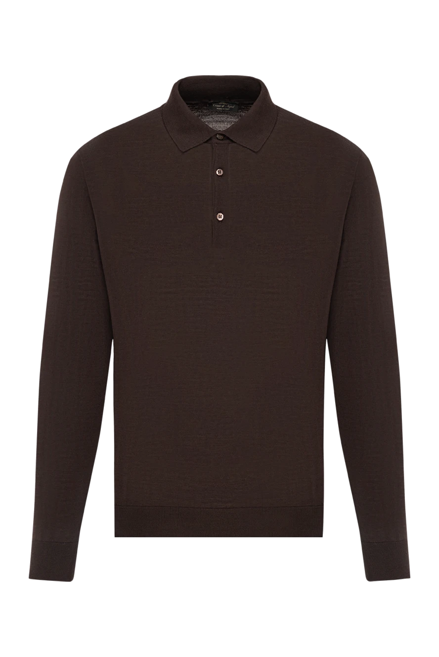 Cesare di Napoli поло із вовни коричневого кольору з довгим рукавом 190389 - фото 1