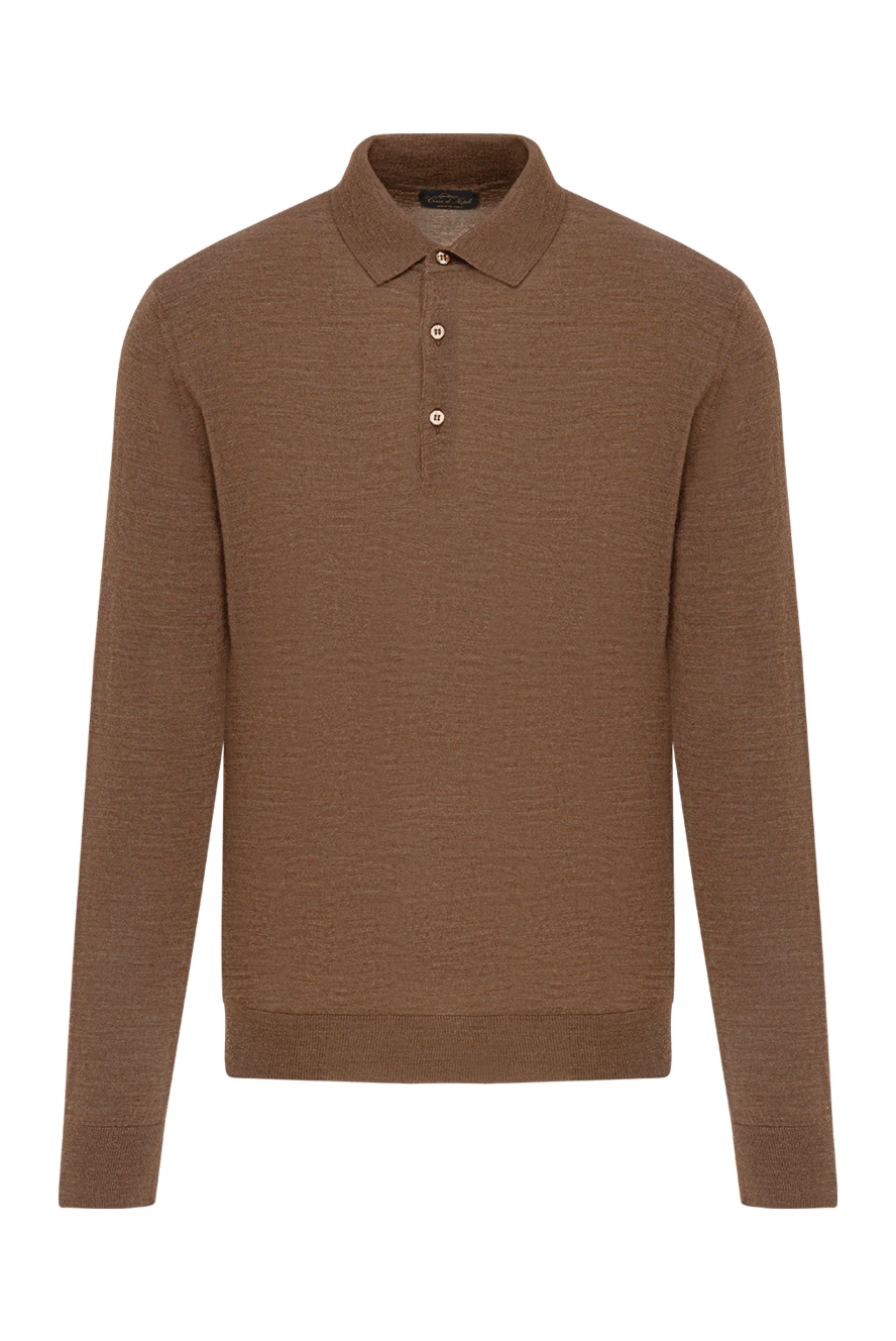 Cesare di Napoli трикотажне поло вовняне коричневе з довгим рукавом 190393 - фото 1