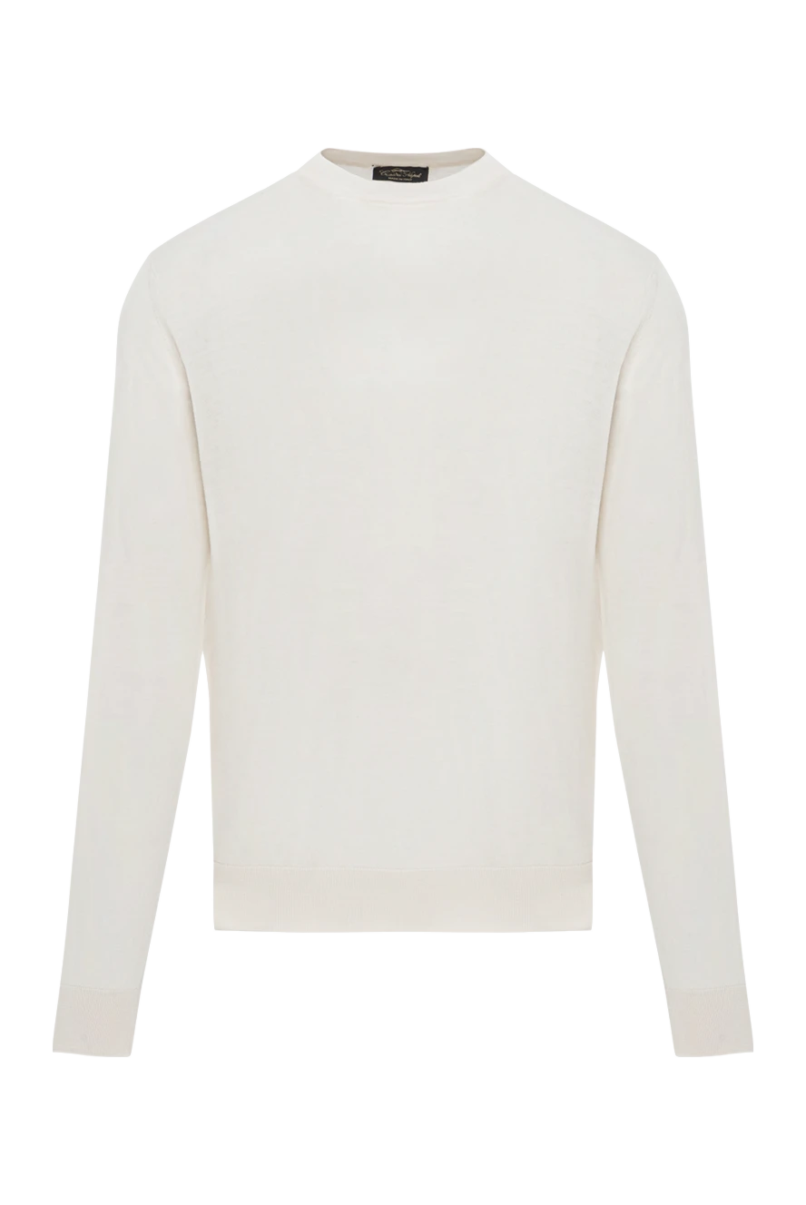 Cesare di Napoli джемпер мужской шерстяной тонкий молочного цвета 190395 - фото 1