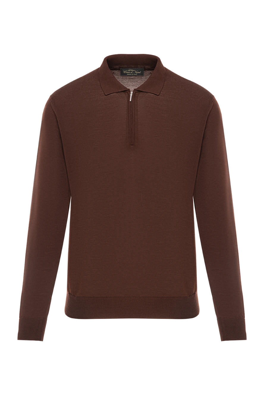 Cesare di Napoli поло из шерсти каштанового цвета с длинным рукавом на молнии 190402 - фото 1
