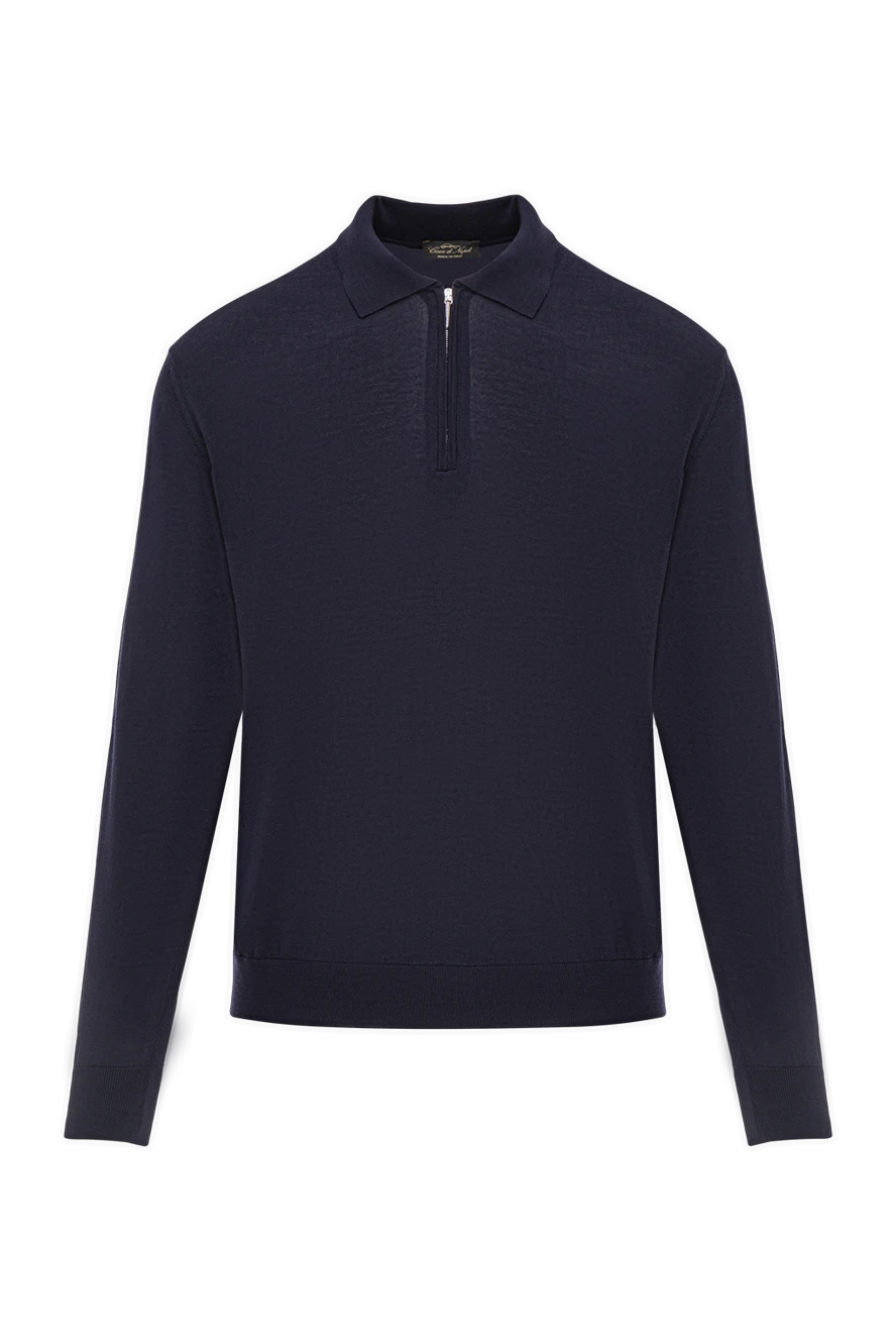 Cesare di Napoli чоловіче вовняне поло глибокого синього відтінку із застібкою блискавкою 190403 - фото 1