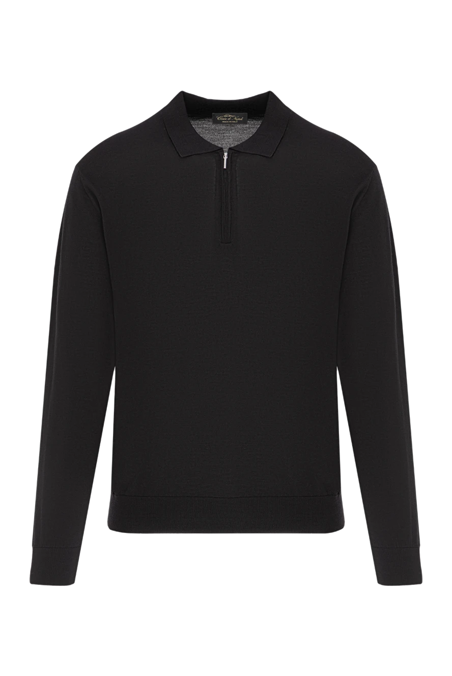 Cesare di Napoli поло із вовни чорного кольору з довгим рукавом на блискавці 190404 - фото 1