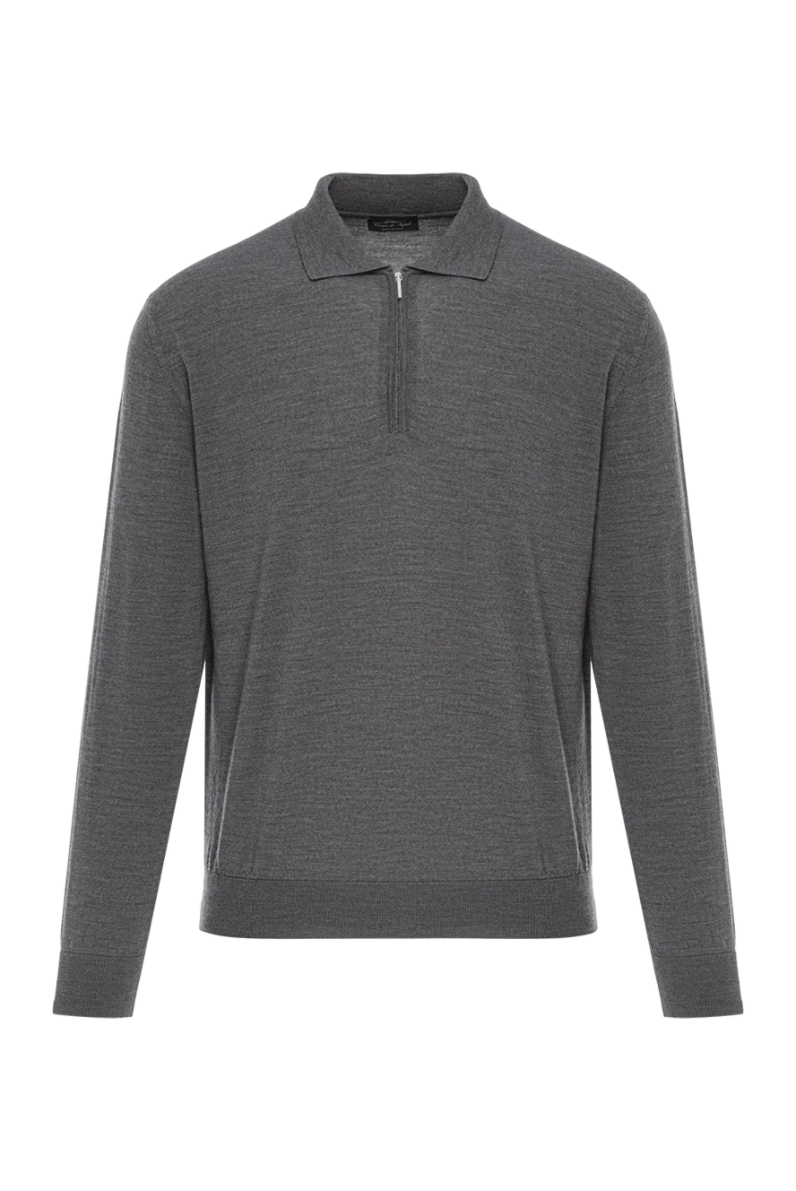 Cesare di Napoli universal grey wool polo shirt with long sleeves and zip 190408 - photo 1