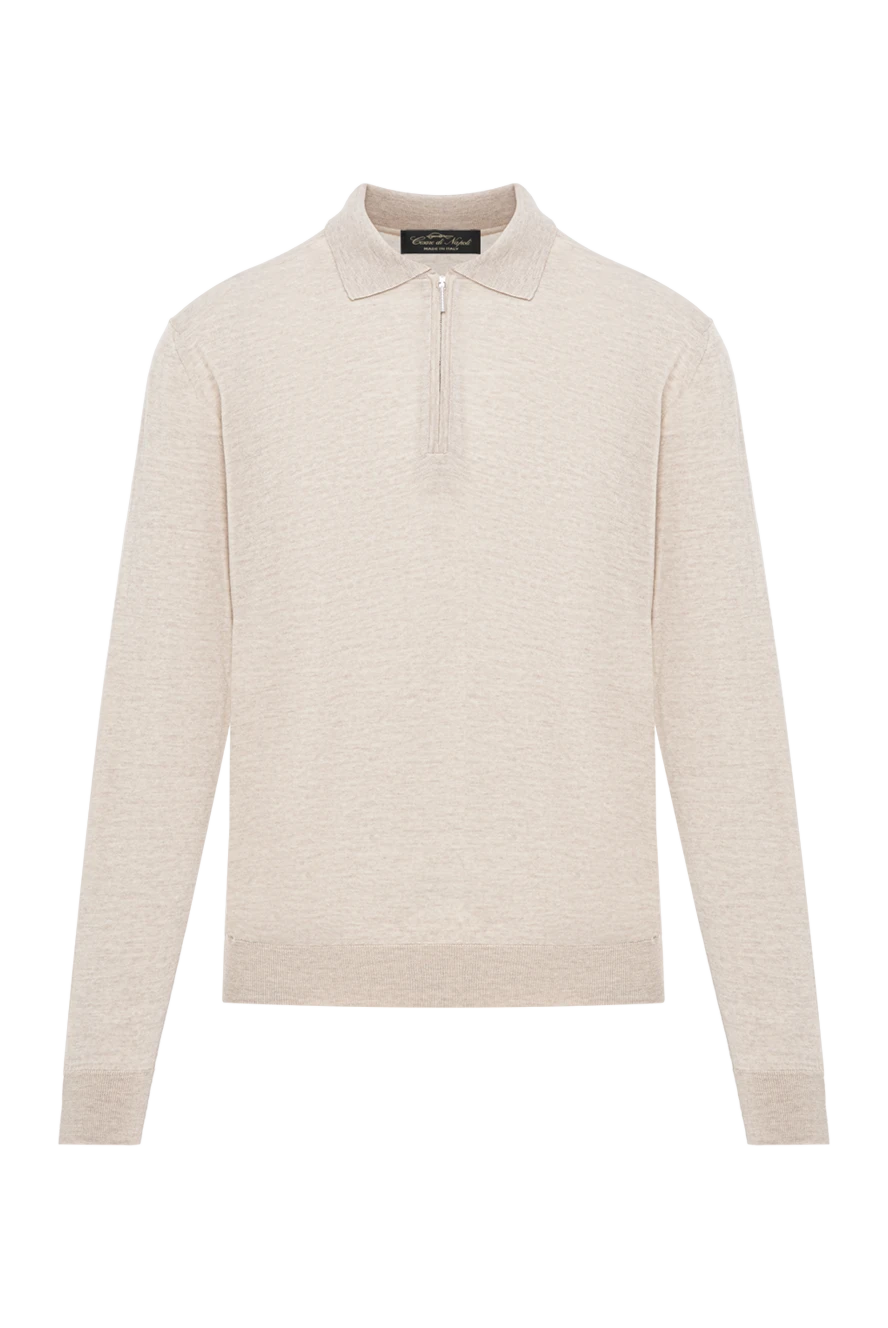 Cesare di Napoli вовняне поло в бежевому відтінку з блискавкою та довгими рукавами 190412 - фото 1