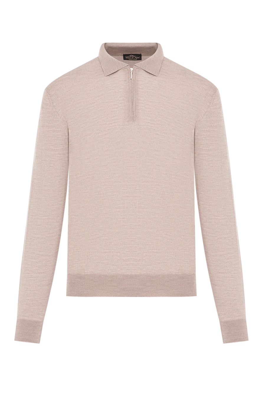 Cesare di Napoli men's light-colored wool polo shirt with zip fastening 190413 - photo 1