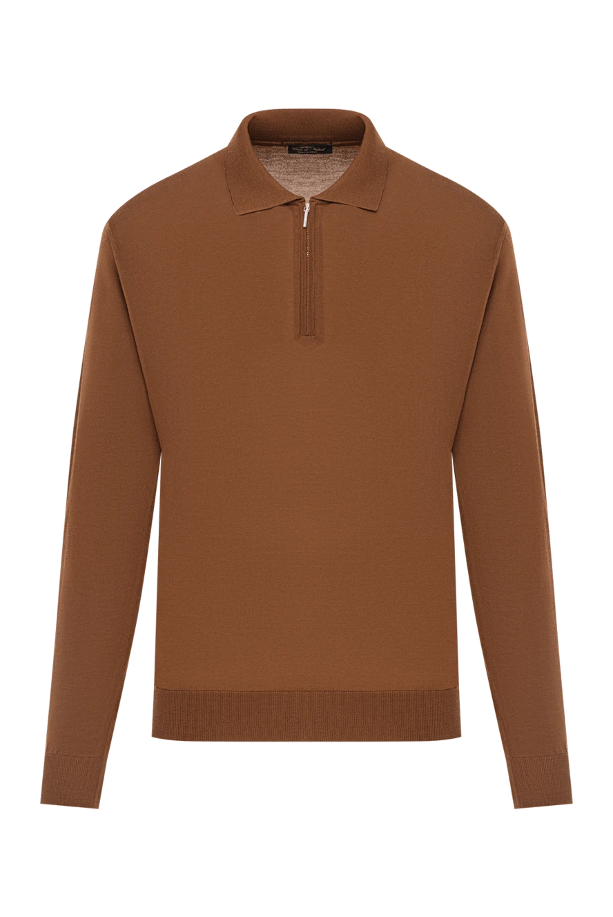 Cesare di Napoli поло вовняне коричнево-руде з довгими рукавами та застібкою блискавкою 190419 - фото 1