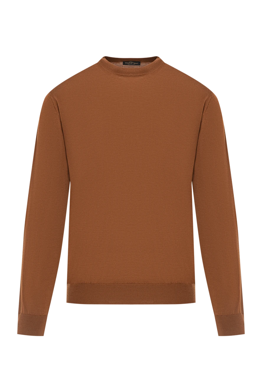 Cesare di Napoli джемпер мужской из натуральной шерсти терракотовый 190420 - фото 1