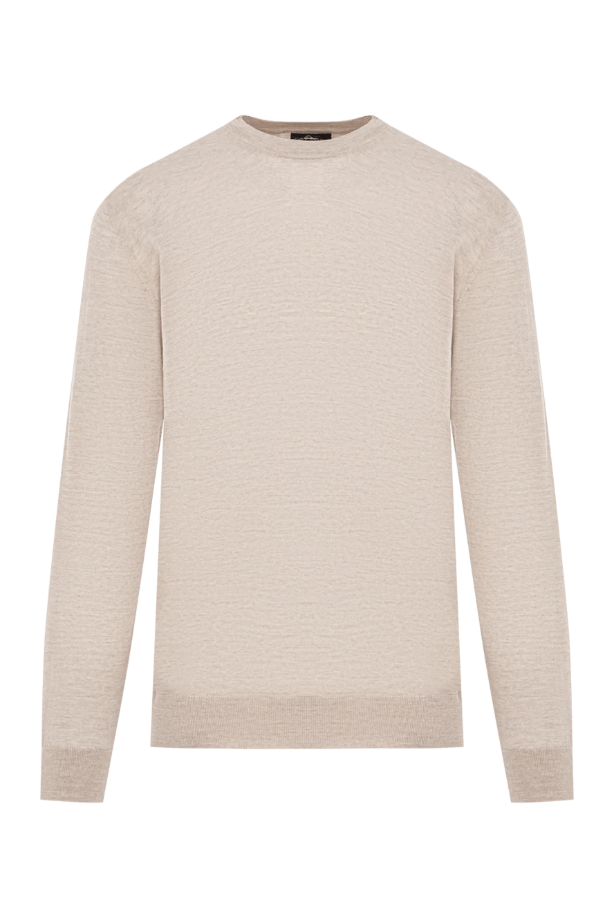 Cesare di Napoli джемпер чоловічий базовий теплий вовняний в бежевому кольорі. 190424 - фото 1
