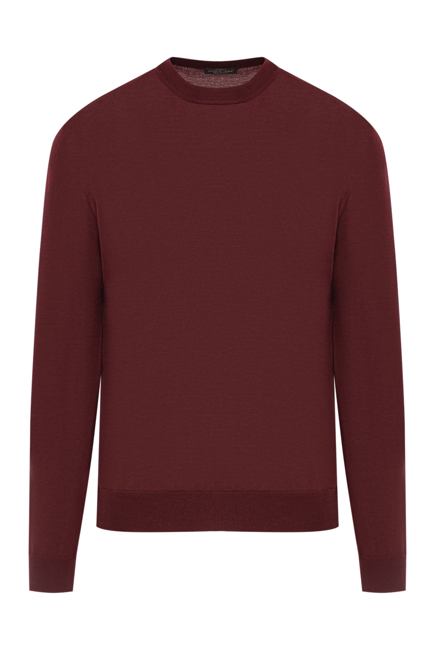 Cesare di Napoli вовняний джемпер чоловічий бордовий з круглим вирізом 190425 - фото 1