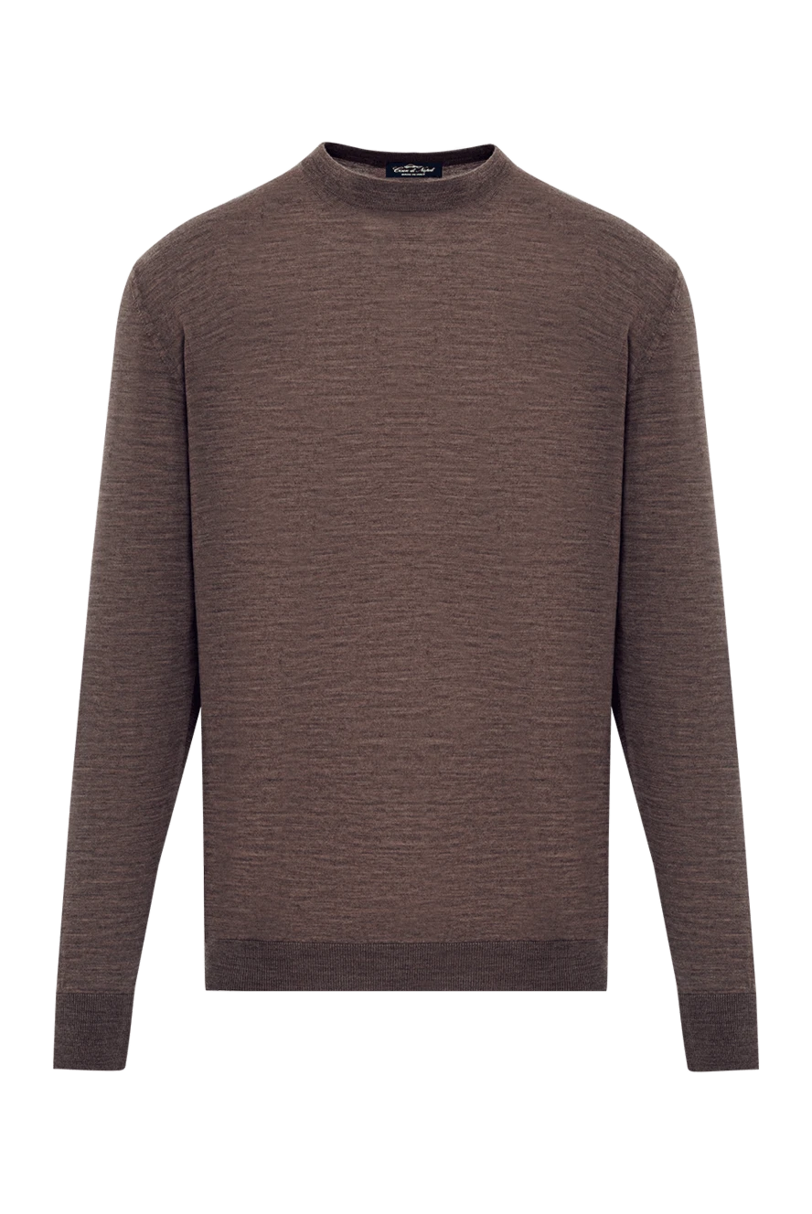 Cesare di Napoli джемпер шерстяной коричневый в минималистичном стиле 190427 - фото 1