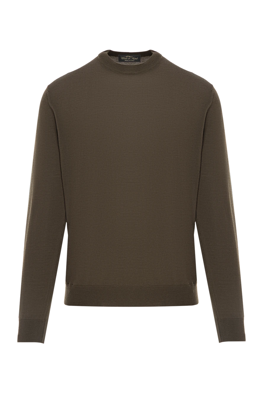 Cesare di Napoli wool crew neck jumper in olive 190434 - photo 1