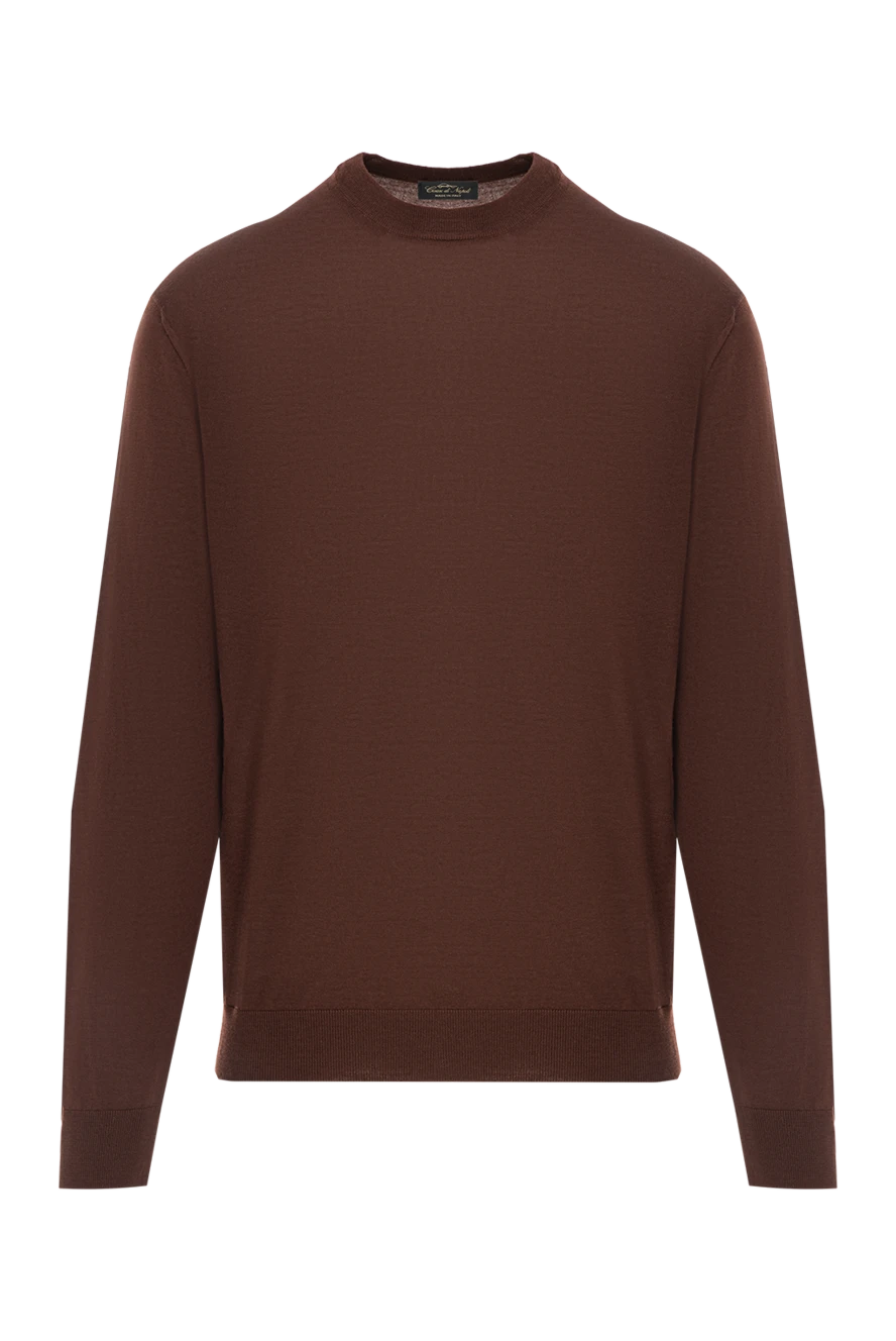 Cesare di Napoli вовняний джемпер чоловічий базового крою в насиченому коричневому кольорі 190437 - фото 1