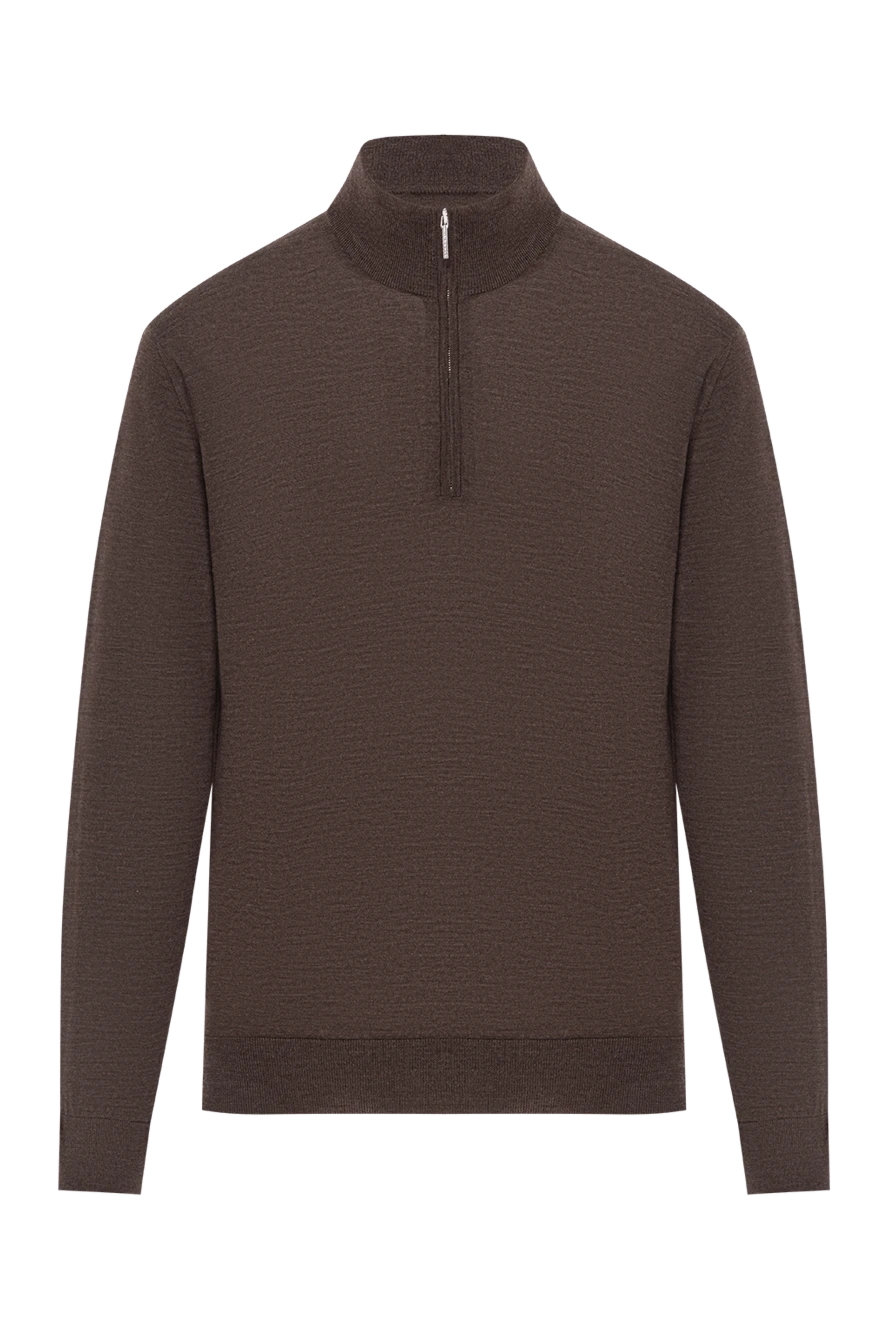 Cesare di Napoli мужской тройер шерстяной тёплый коричневый с молнией спереди 190443 - фото 1