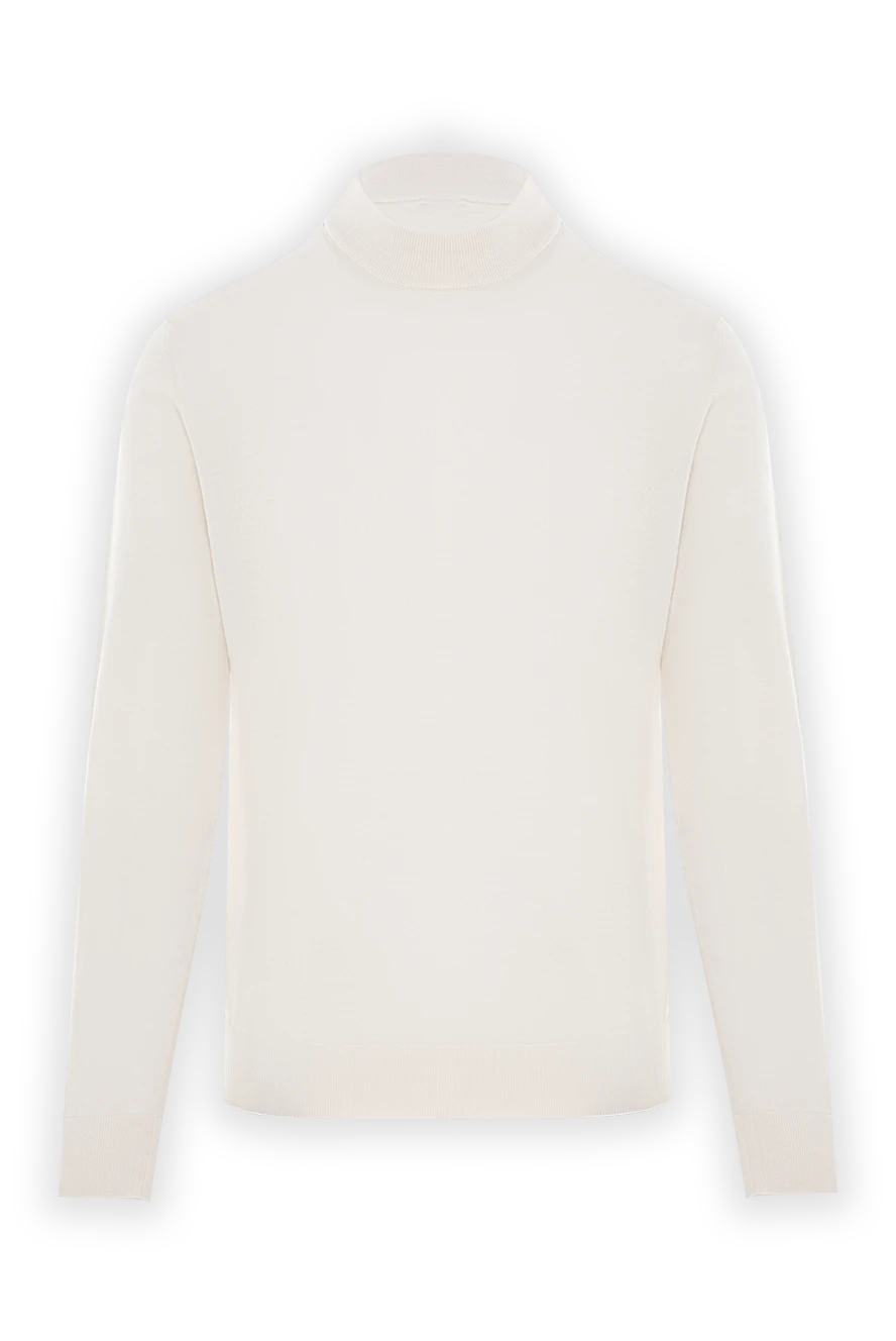 Cesare di Napoli вовняний джемпер молочного відтінку з довгим рукавом 190459 - фото 1
