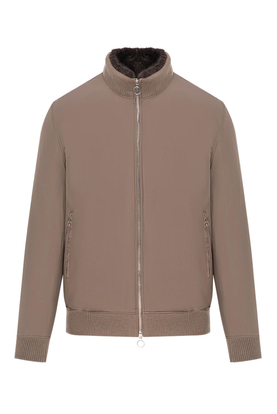 Seraphin men's bomber jacket with zip, fur inside and crocodile leather details 190475 - photo 1