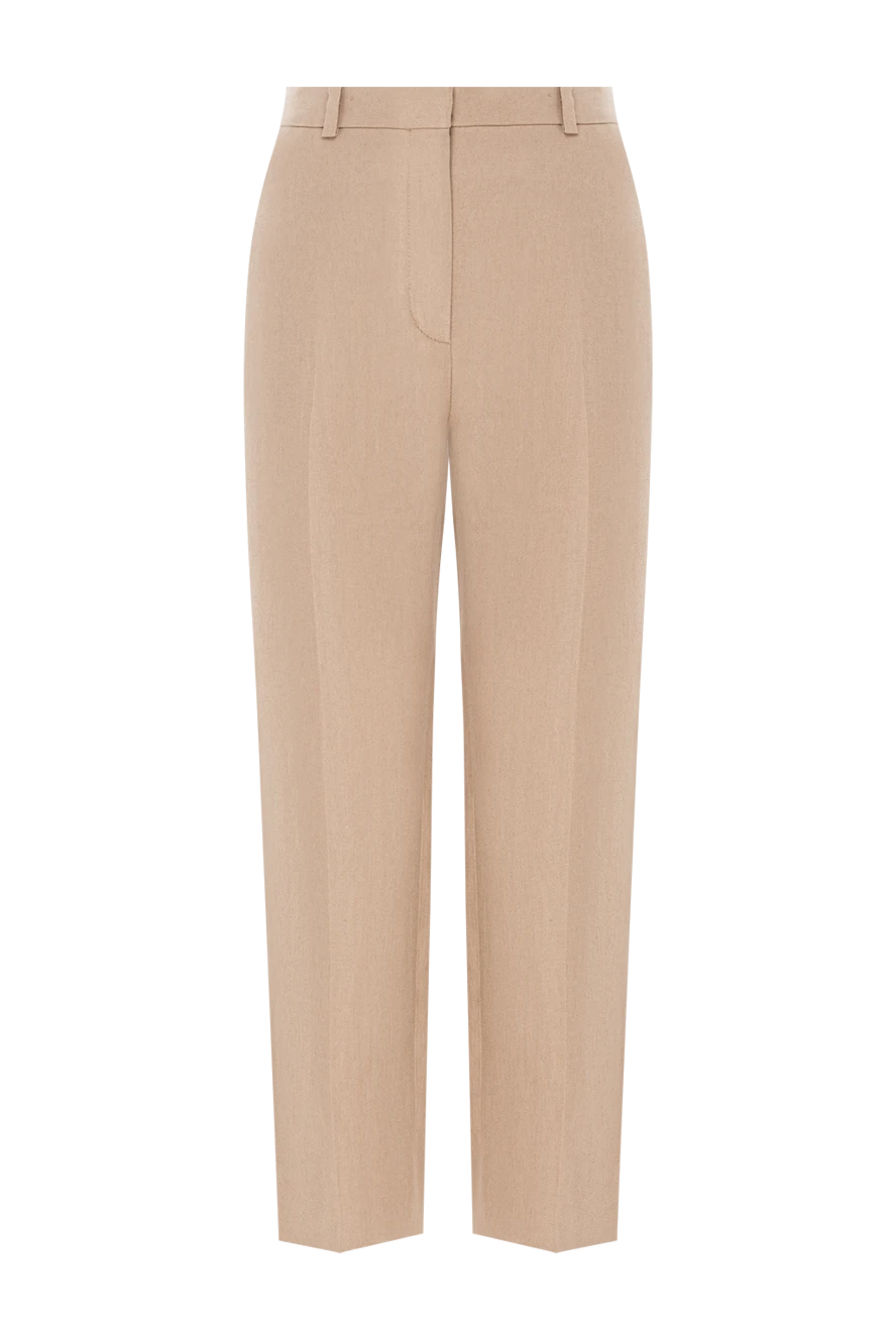 Loro Piana бежевые классические брюки neo derk с высокой посадкой из льна женские 190495 - фото 1