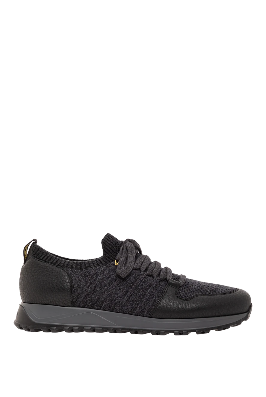 Doucal`s темно-сірі кросівки зі шкіряними вставками та вовною 190531 - фото 1