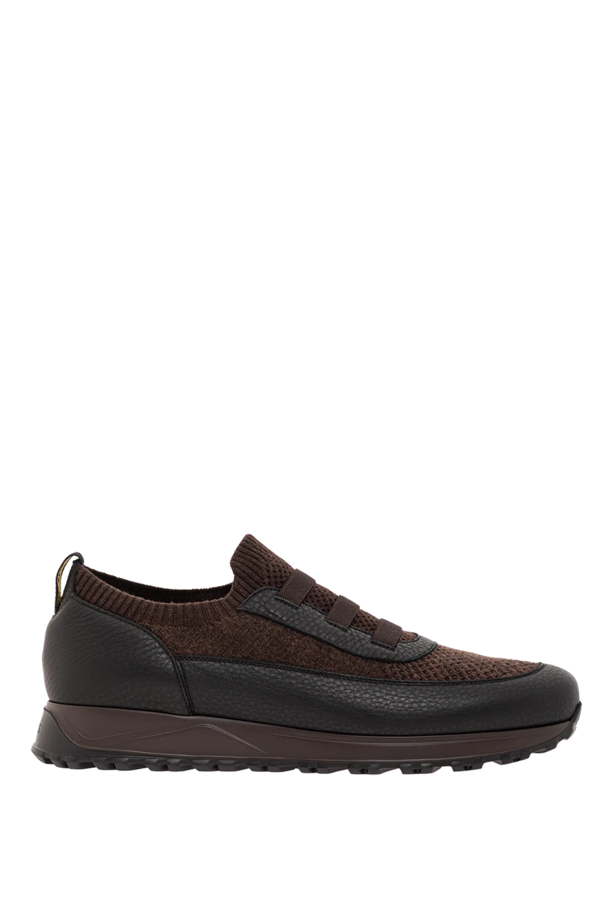 Doucal`s warm brown sneakers made of wool and leather with a textured sole 190535 - photo 1