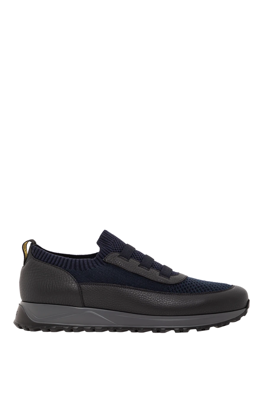 Doucal`s кросівки з вовни зі шкіряним оздобленням та утепленою підошвою сині 190536 - фото 1