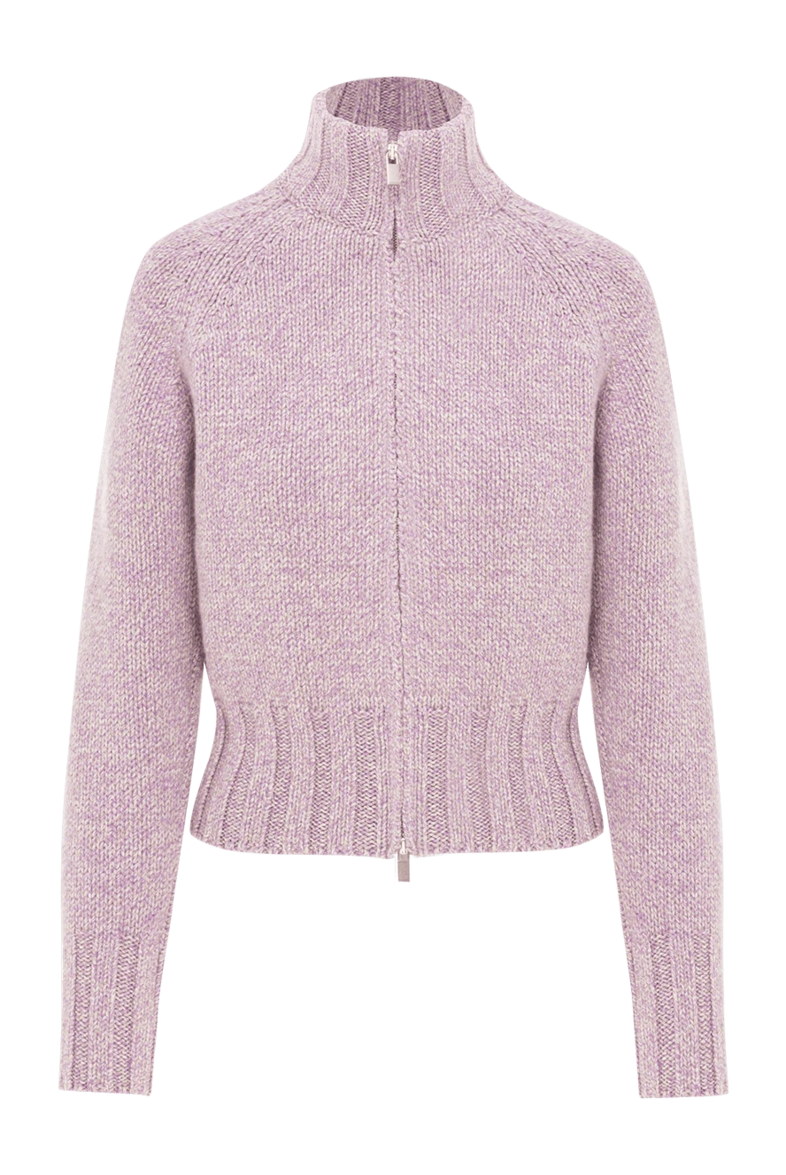 Magda Butrym плотный фиолетовый кардиган с ребристой отделкой и застежкой на высоком вороте. 190567 - фото 1