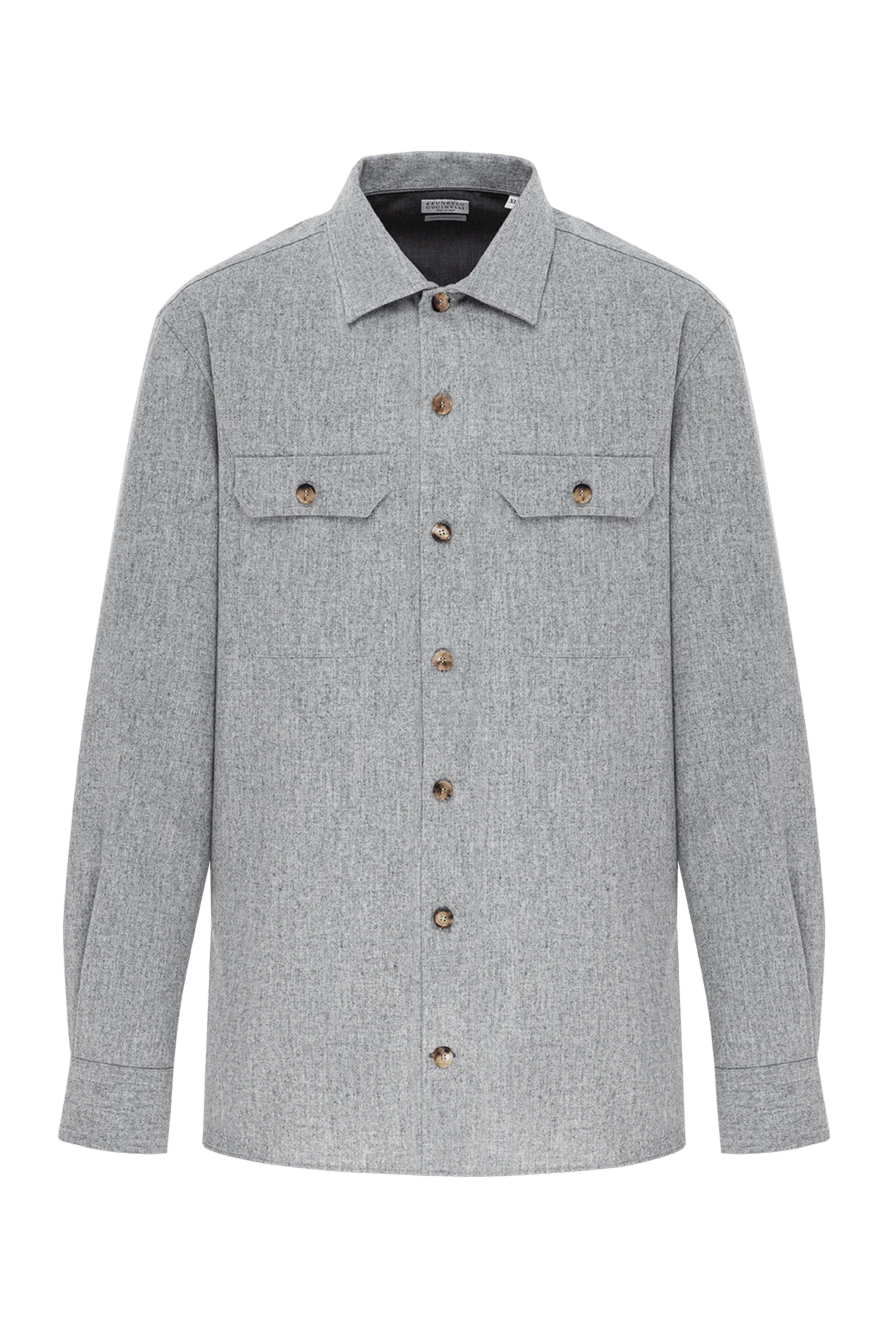 Brunello Cucinelli light gray wool shirt with patch pockets 190585 - photo 1