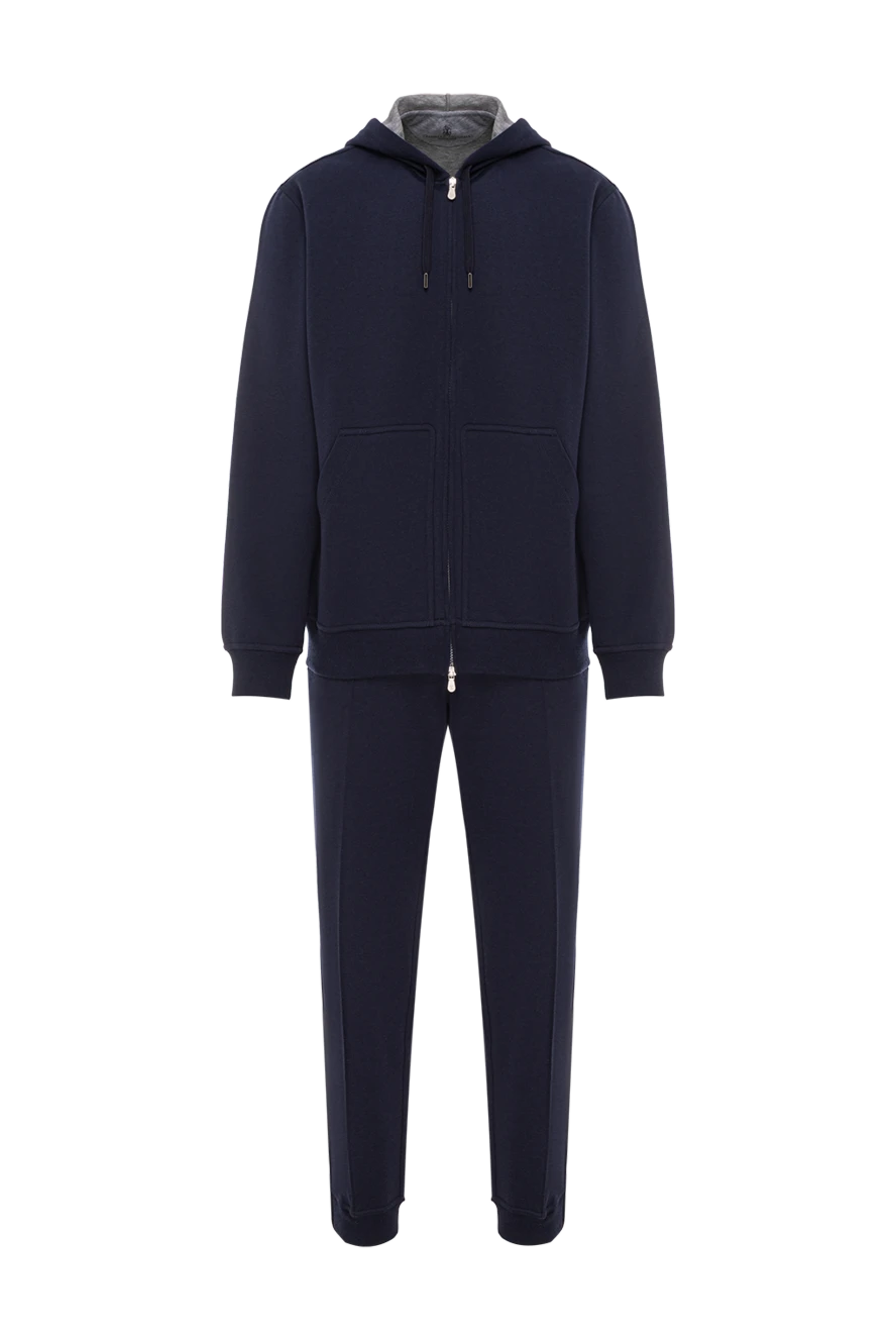Brunello Cucinelli тёмно синий спортивный костюм с капюшоном и молнией 190593 - фото 1