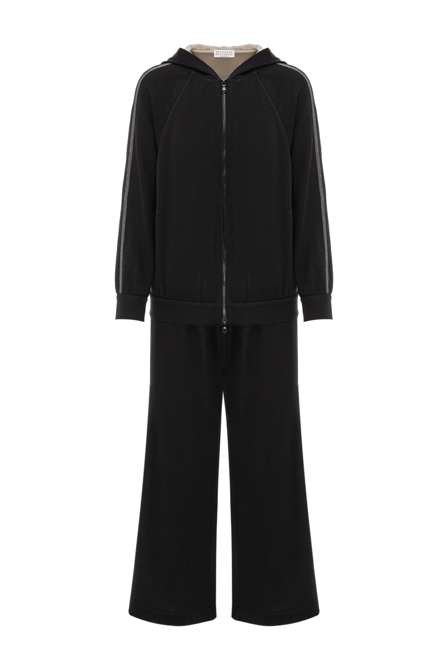Brunello Cucinelli жіночий спортивний костюм чорного кольору з шовку та бавовни з капюшоном 190596 - фото 1