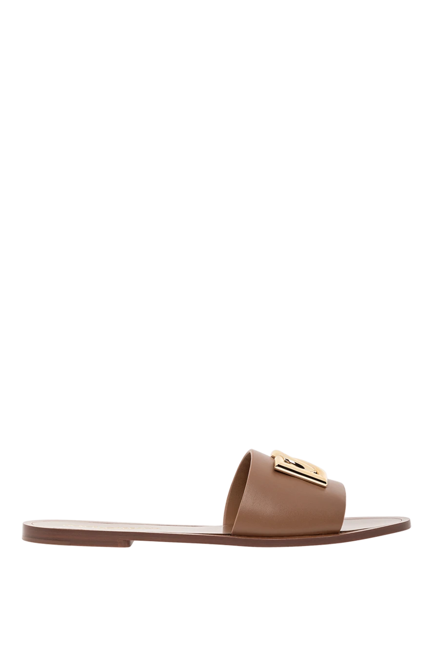 Dolce & Gabbana мюли из телячьей кожи на плоской подошве коричневые женские 190626 - фото 1
