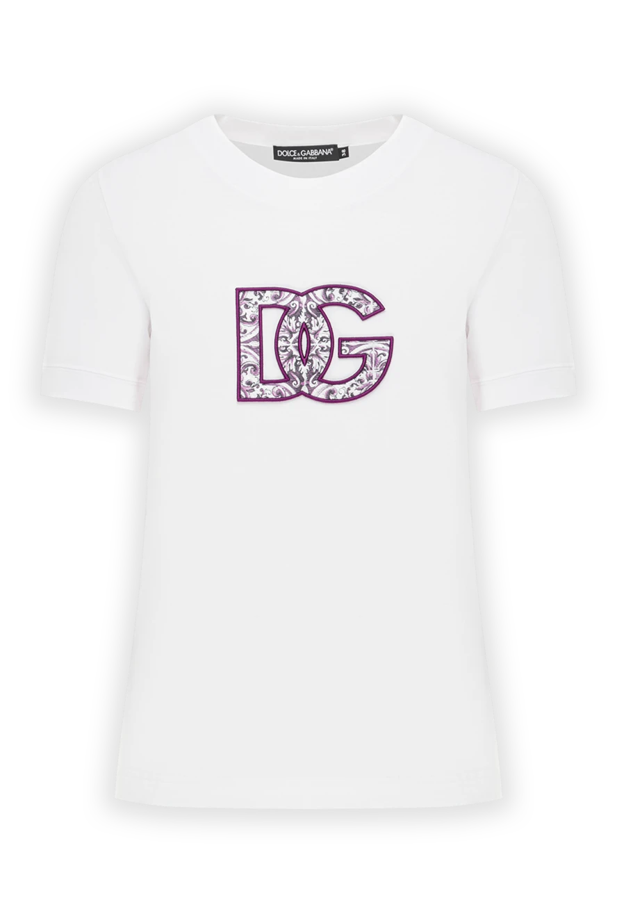 Dolce & Gabbana футболка бавовняна біла з художнім оздобленням dg 190627 - фото 1