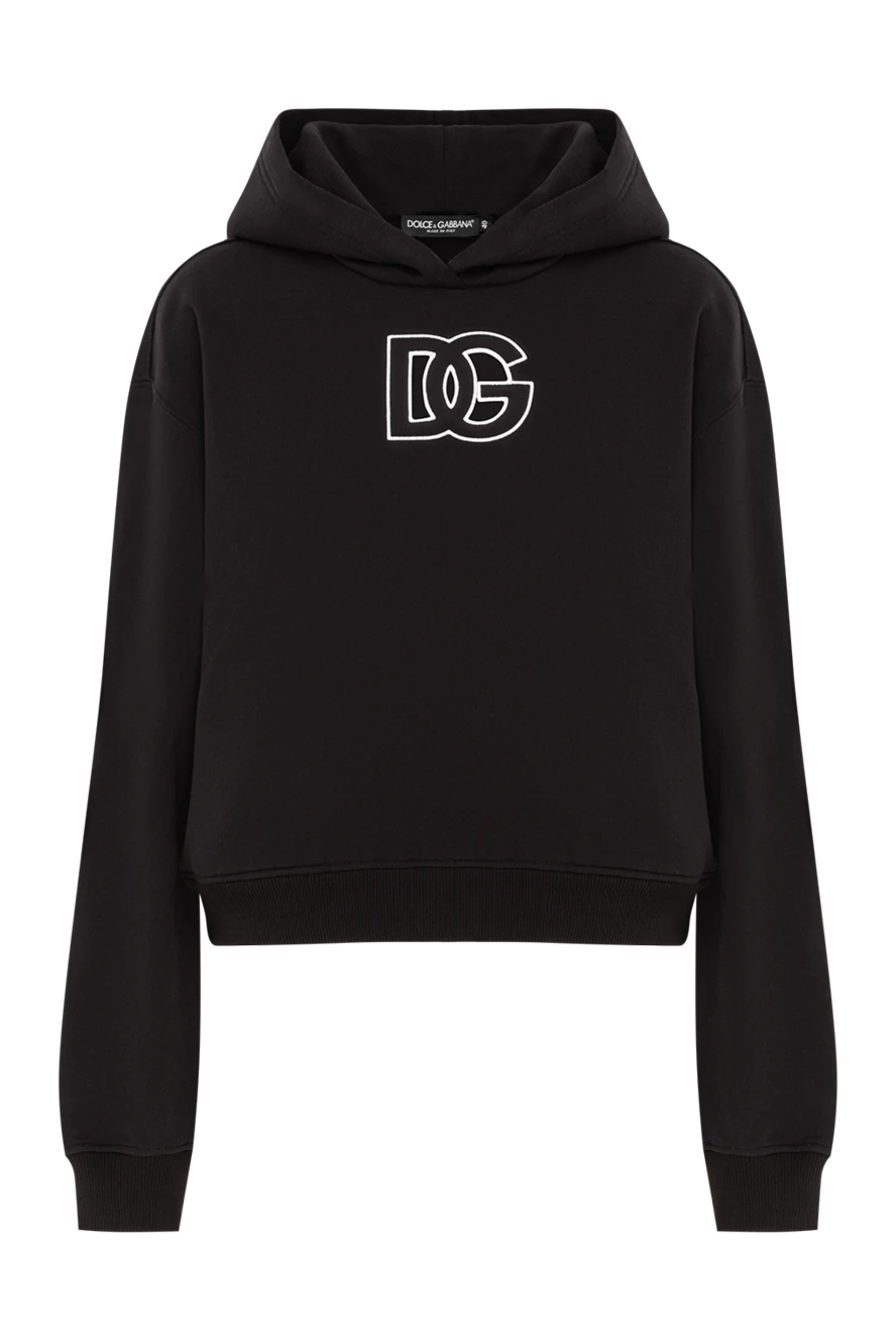 Dolce & Gabbana women's black cotton hoodie with contrasting logo 190633 - photo 1