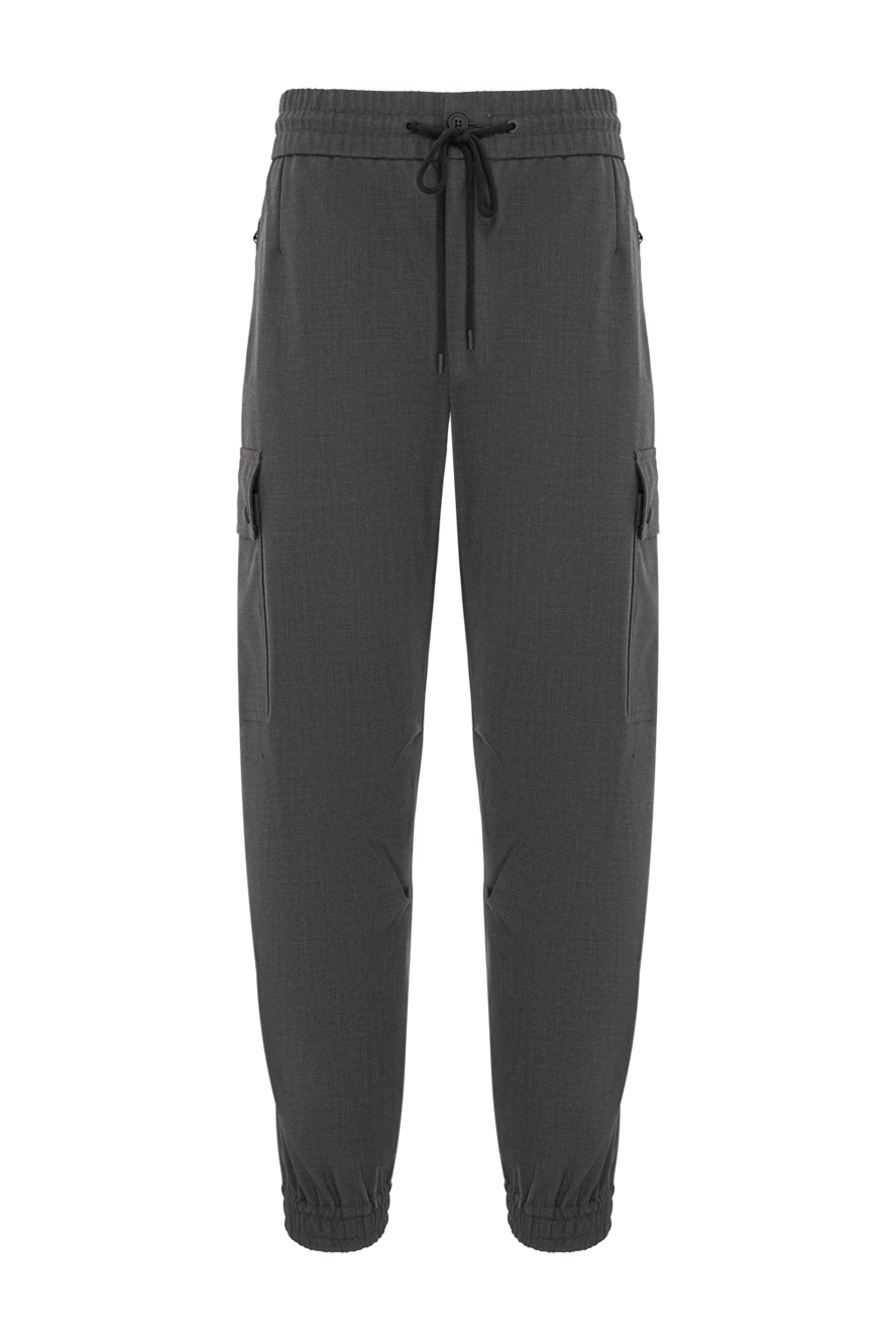 Dolce & Gabbana men's gray cargo pants with patch pockets and a drawstring waistband 190666 - photo 1