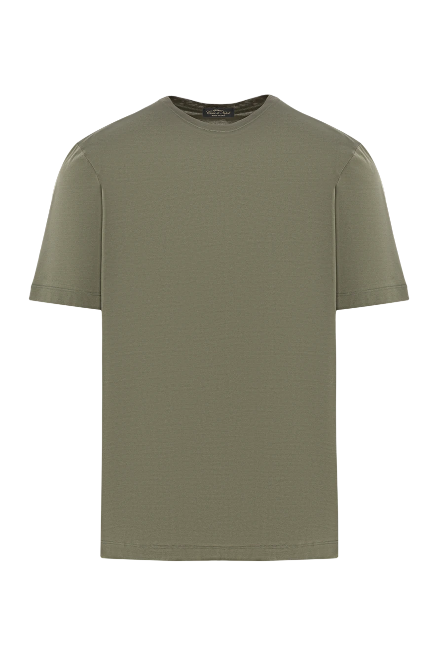 Cesare di Napoli футболка мужская хлопковая минималистичная оливкового цвета 190741 - фото 1