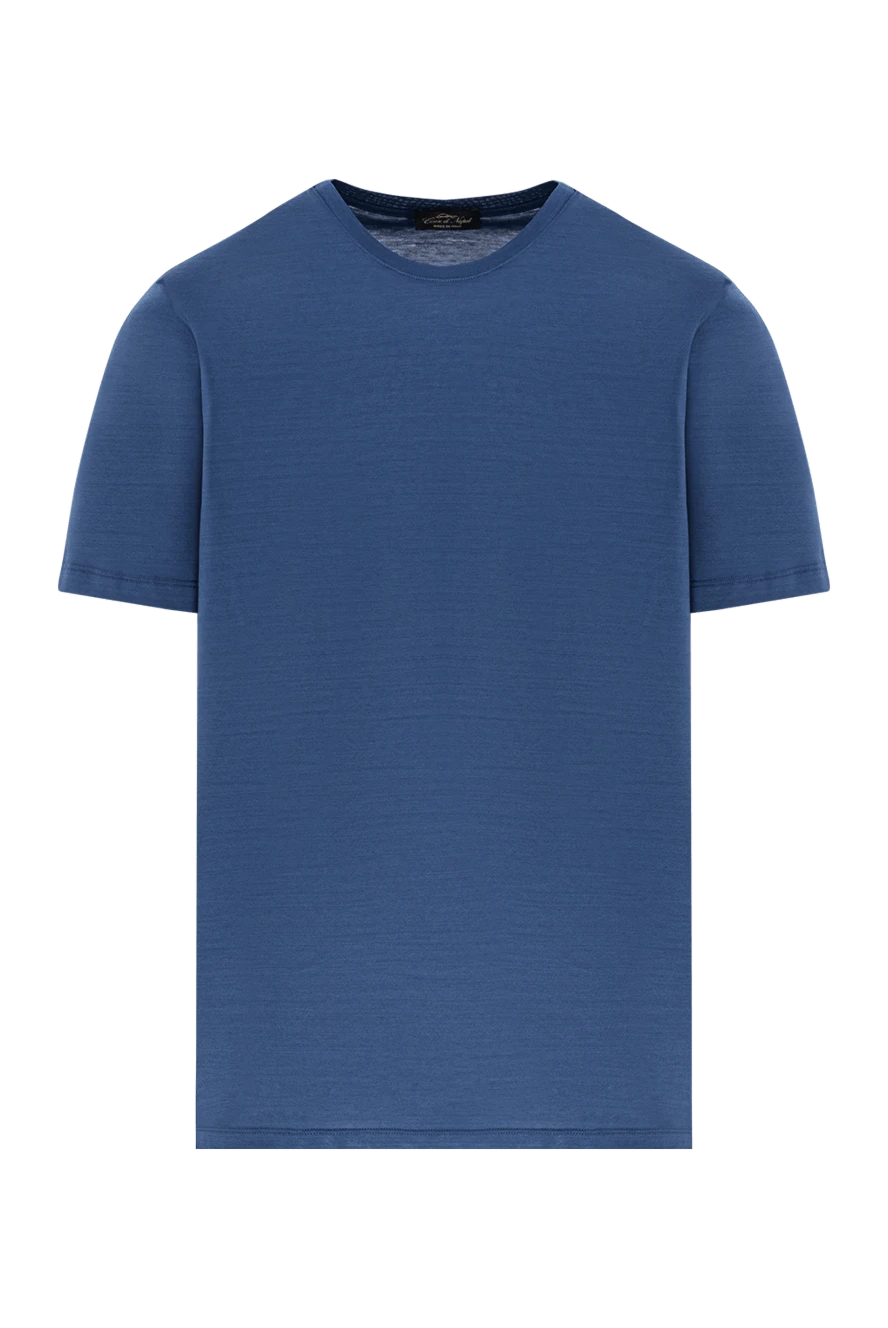 Cesare di Napoli лаконічна чоловіча футболка глибокого синього кольору прямого крою 190744 - фото 1