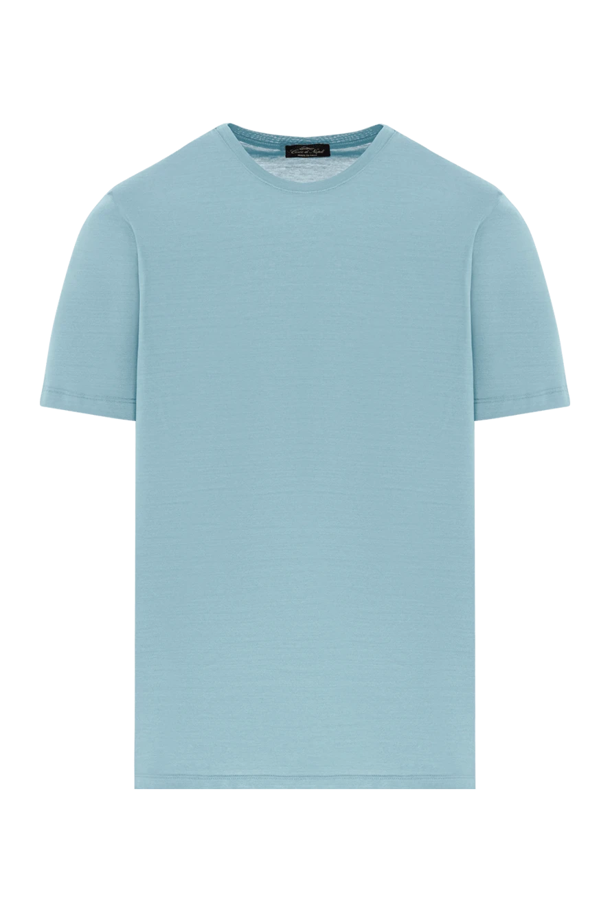 Cesare di Napoli лаконичная футболка в нежно-голубом оттенке из мягкого хлопка 190747 - фото 1