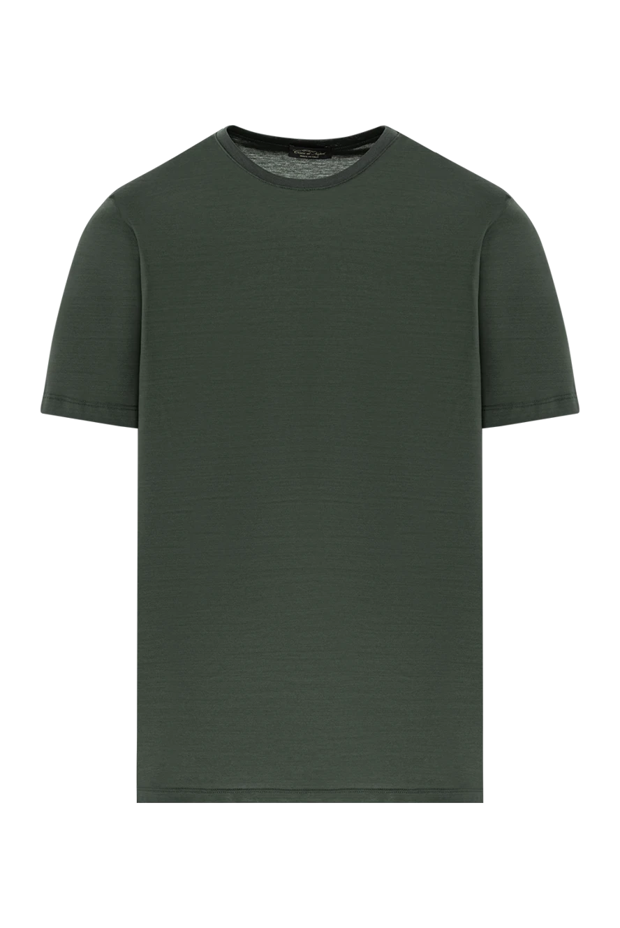Cesare di Napoli футболка из хлопкового джерси тёмно-зелёная с круглым вырезом 190754 - фото 1