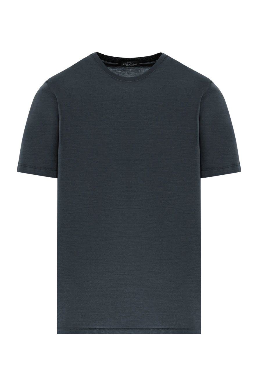 Cesare di Napoli футболка мужская хлопковая однотонная антрацитовая с сатиновым эффектом 190773 - фото 1