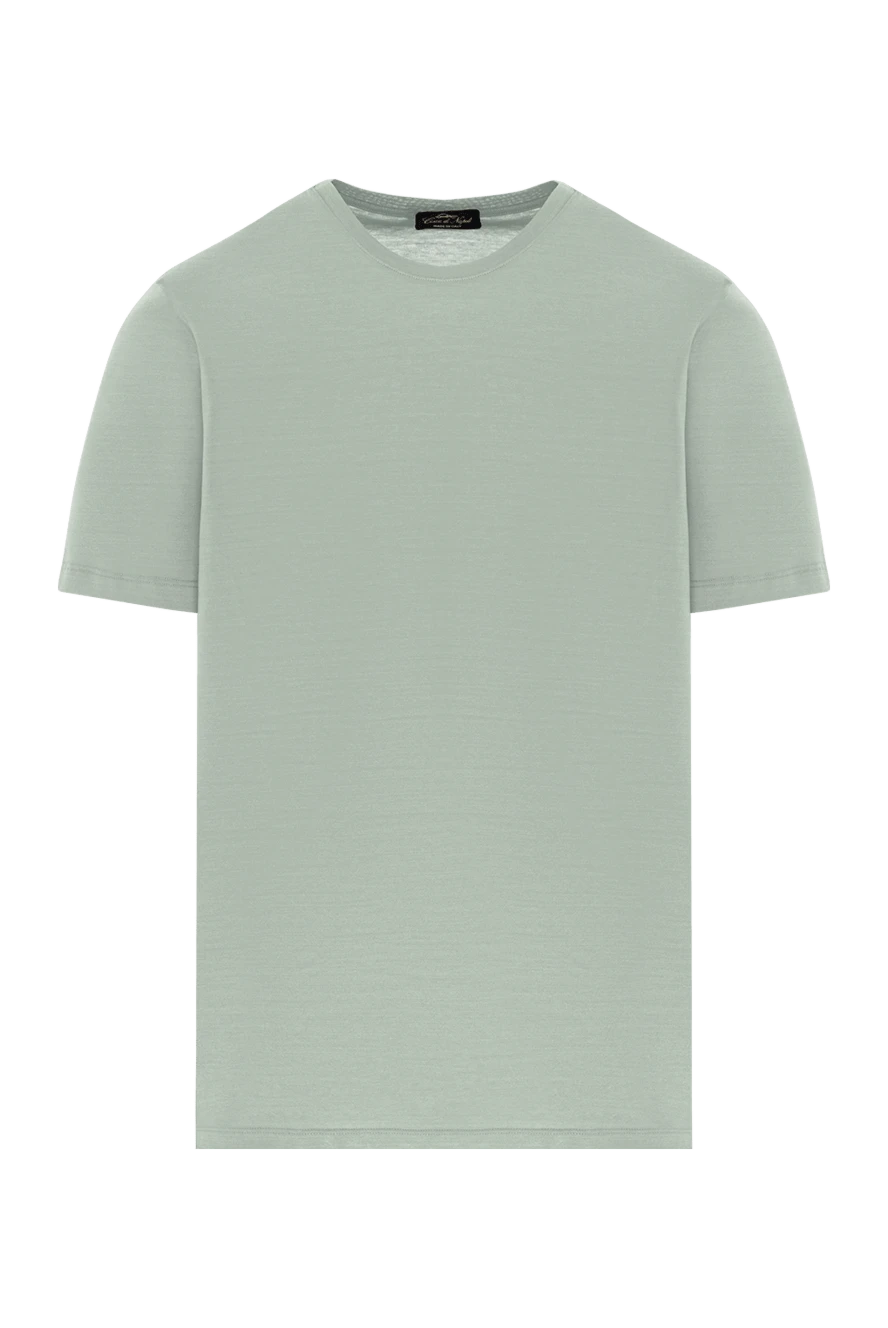 Cesare di Napoli футболка чоловіча однотонна зелена з м'якої бавовни. 190776 - фото 1