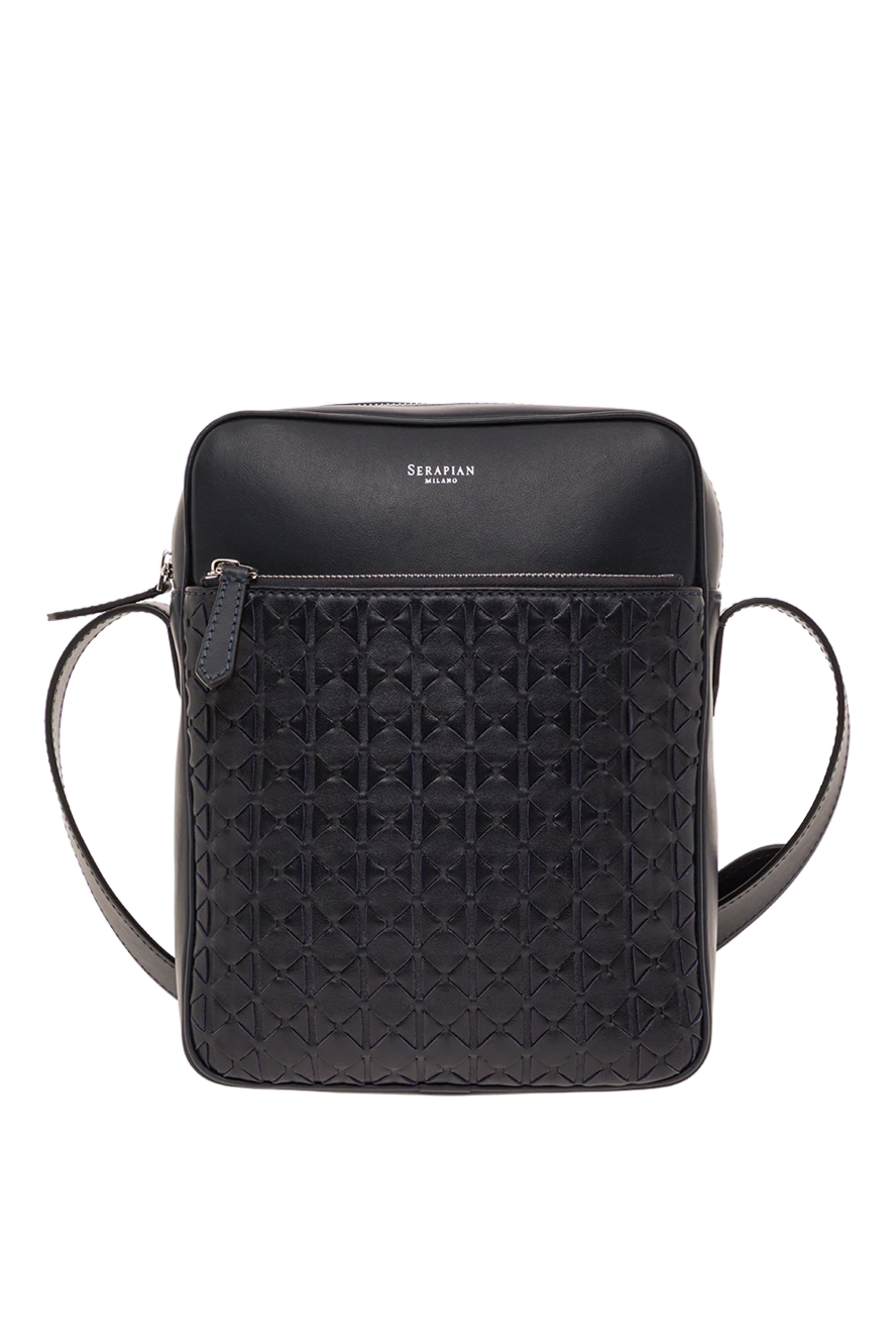 Serapian темно-синя сумка-месенджер east west зі шкіри mosaico 190817 - фото 1