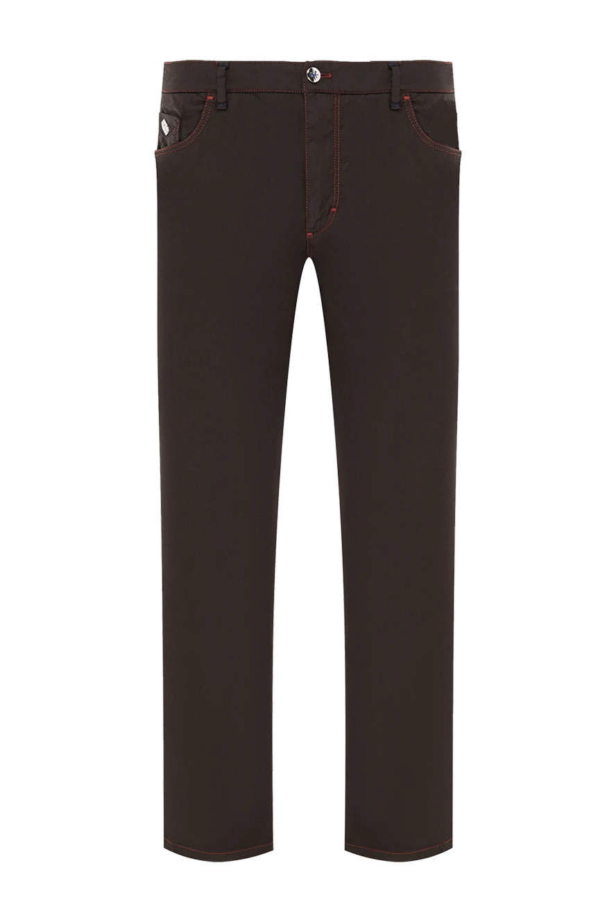 Zilli men's brown jeans with decorative red stitching 190831 - photo 1