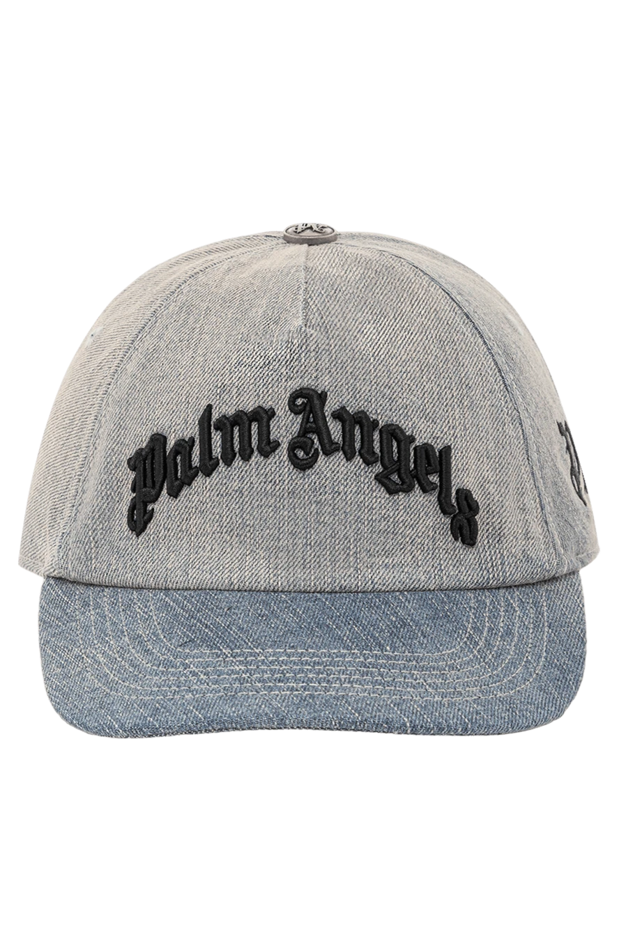 Palm Angels джинсова бейсболка світло-синього кольору з об'ємною чорною вишивкою 190853 - фото 1