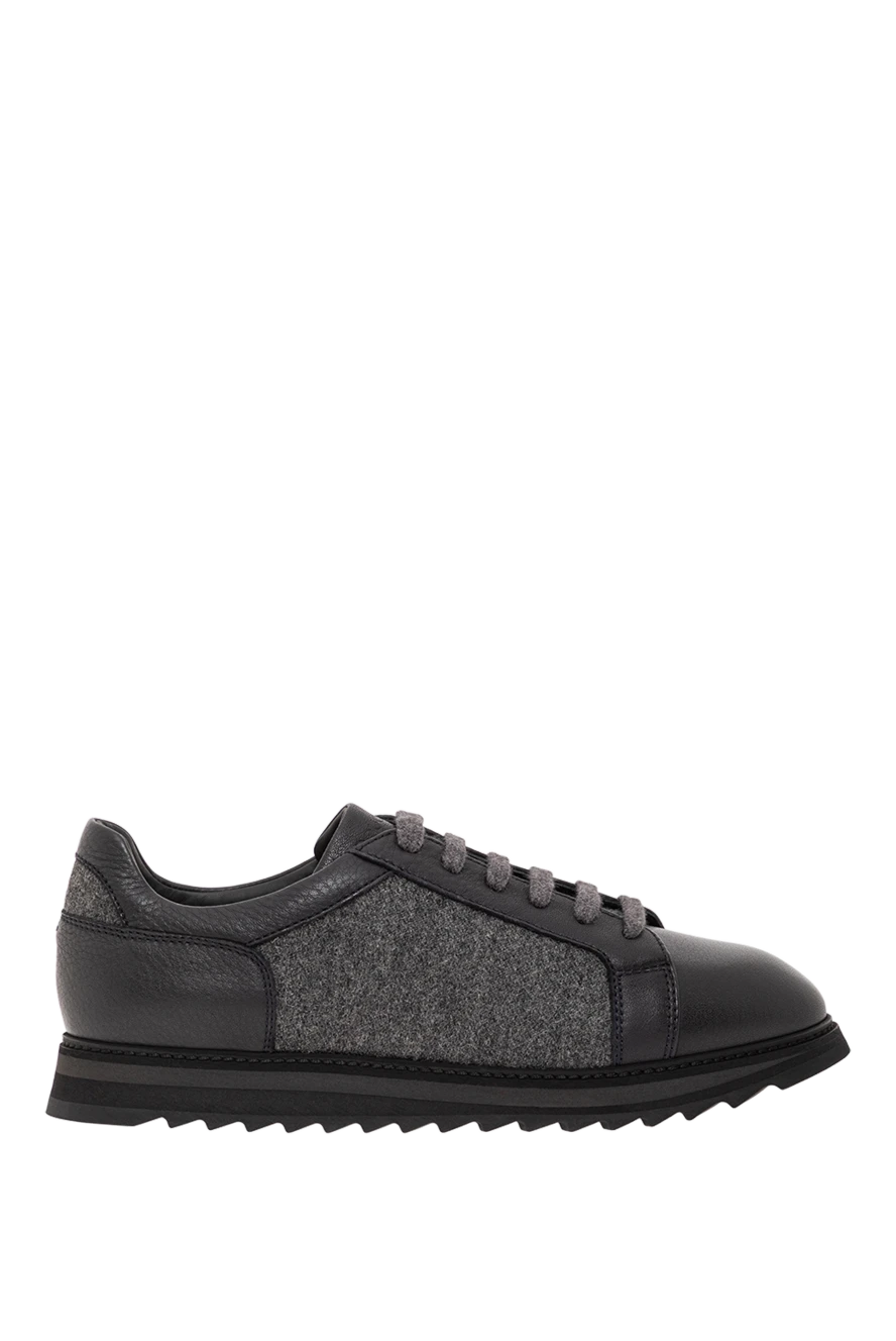Doucal`s кросівки зі шкіри та вовни у графітовому тоні 190870 - фото 1