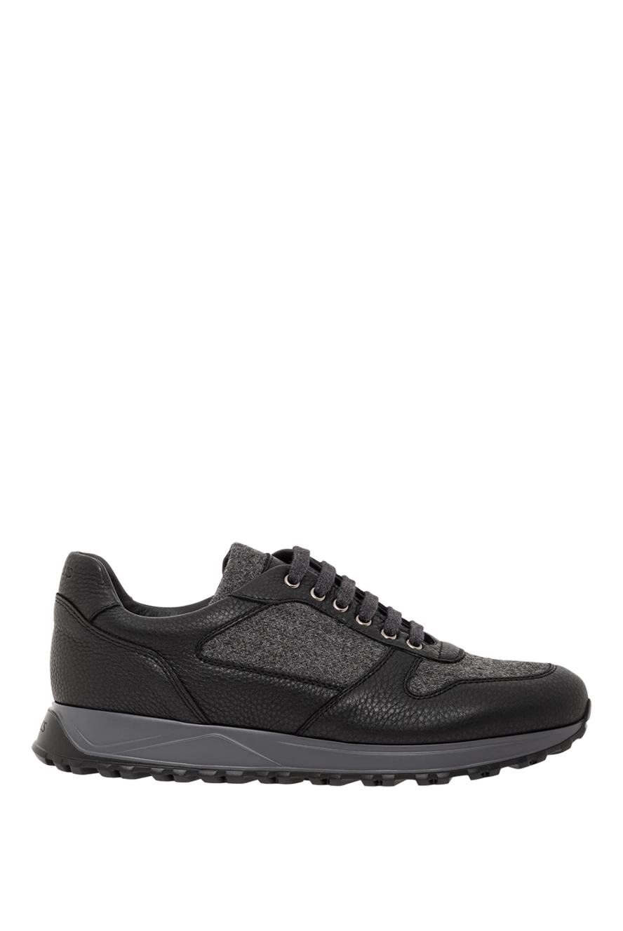 Doucal`s black sneakers with wool inserts and leather elements 190872 - photo 1