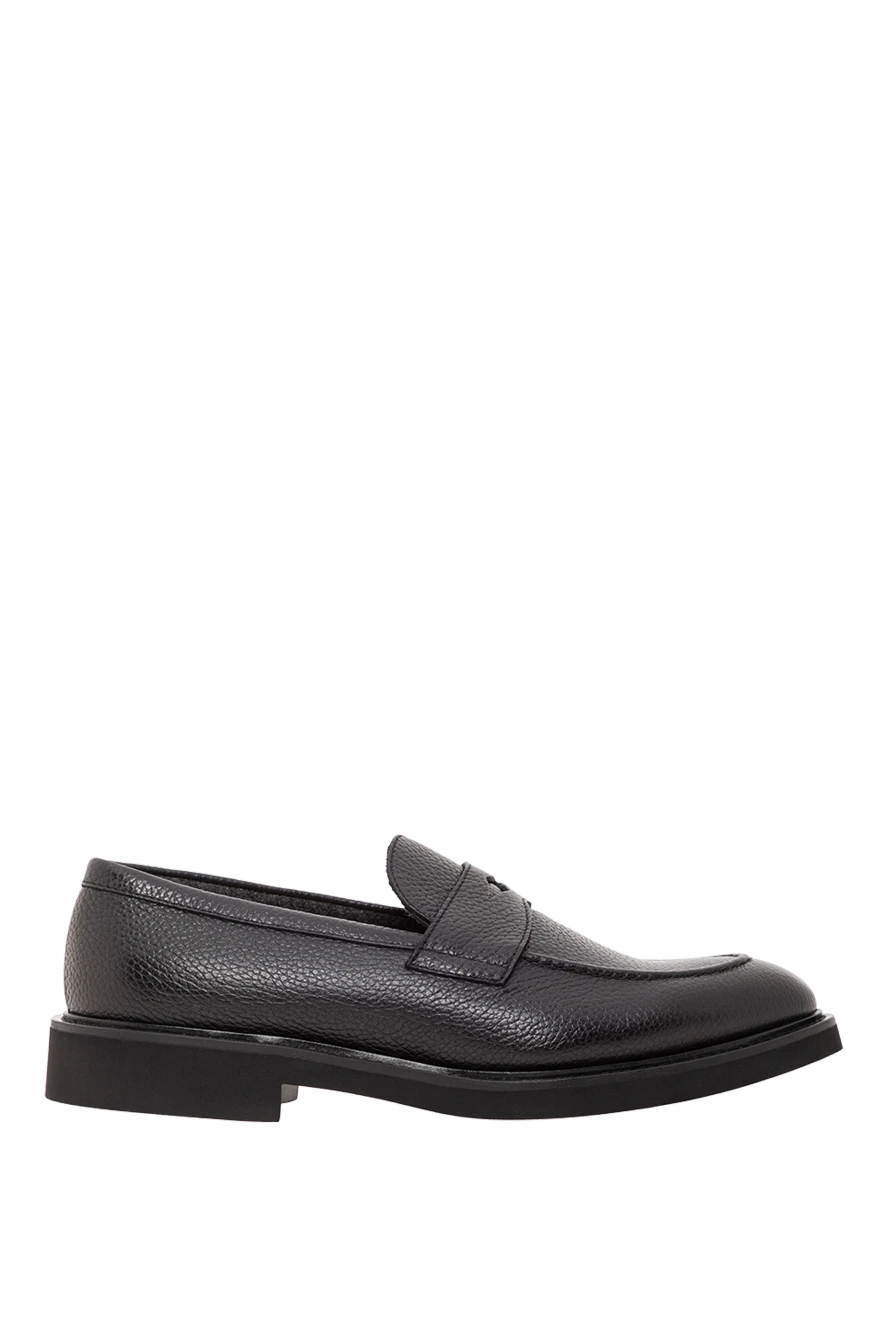 Doucal`s лофери чорні шкіряні з перемичкою на підйомі 190879 - фото 1