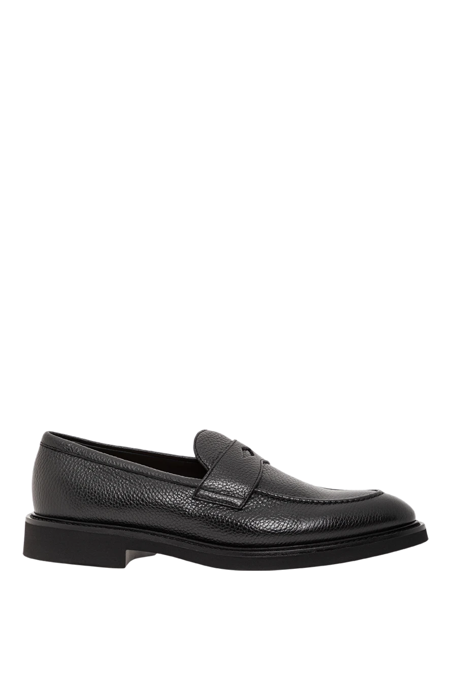 Doucal`s лофери чорні шкіряні фактурні в стилі classic 190884 - фото 1