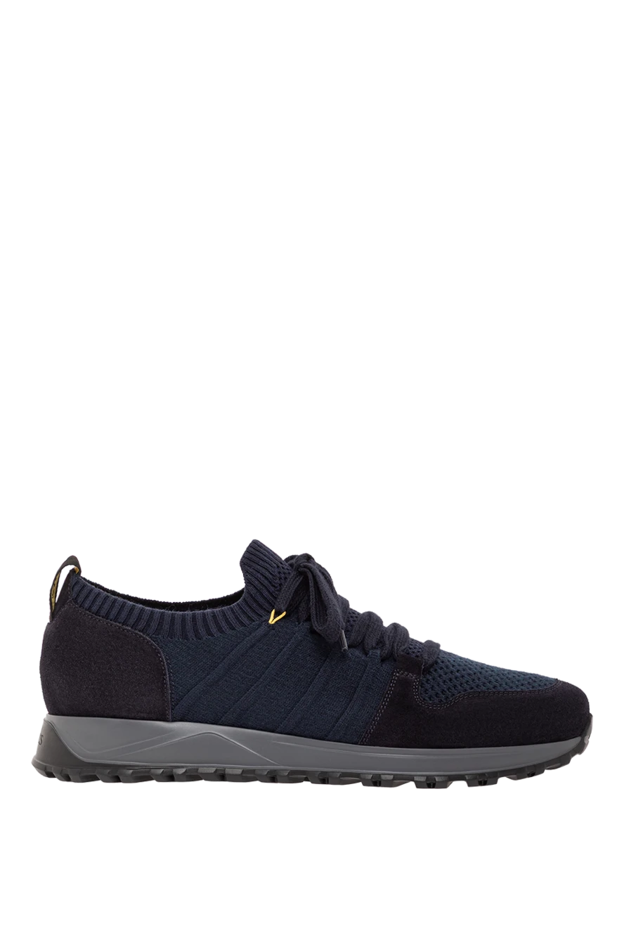 Doucal`s кроссовки синие текстильные дышащие с замшевыми вставками 190891 - фото 1